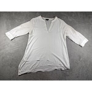 The Limited Women's Roll-Tab 3/4 Sleeve Asymmetrical Blouse White Size Large